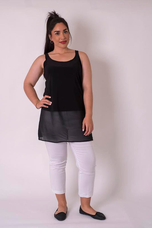 Short Layering Singlet with a Mid Length Georgette Skirt - Black and White, Essential Basics by Cashews 10-26