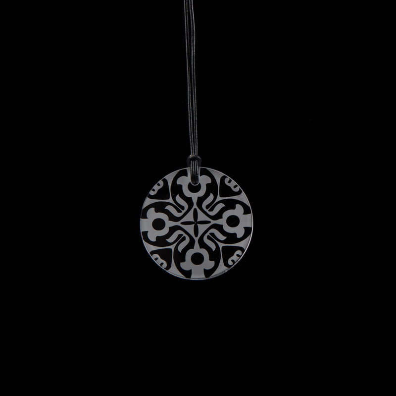 Small Clear Etched Circle Necklace