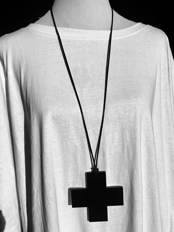 Large Black Solid Plus Necklace