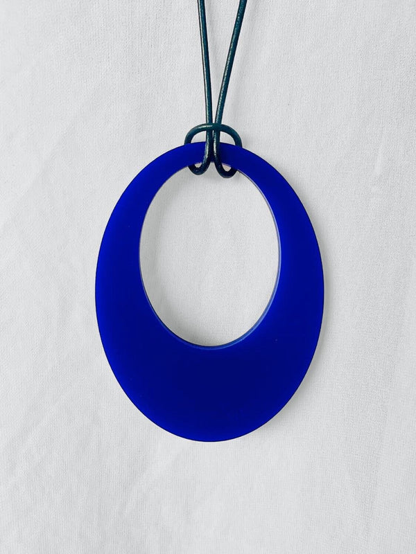Large Cobalt Blue Retro Oval Necklace (NEW)