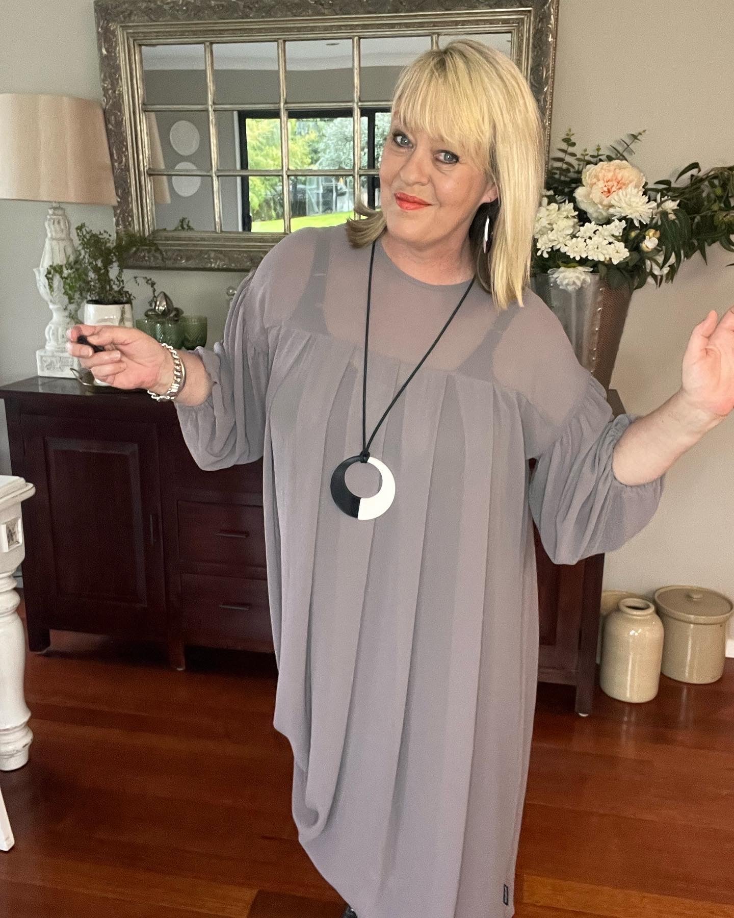 Suzanne Chiffon Dress 4 colour Options, 2 Sizes