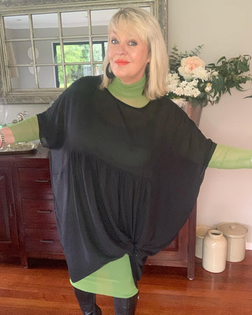 Mesh, High Neck, Layering Dress - Black, White and Avocado Green- XS/S-M/L-XL/XXL