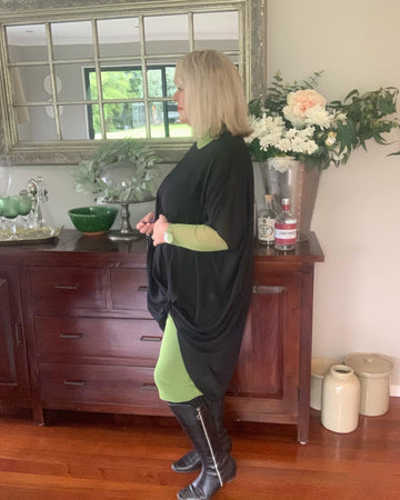 Mesh, High Neck, Layering Dress - Black, White and Avocado Green- XS/S-M/L-XL/XXL