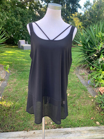 Short Layering Singlet with a Short Georgette Skirt - Band detail at the Neckline - Black, Navy and White, Essential Basics by Cashews 8-24