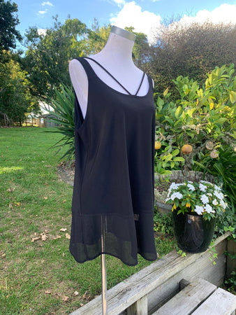 Short Layering Singlet with a Short Georgette Skirt - Band detail at the Neckline - Black, Navy and White, Essential Basics by Cashews 8-24