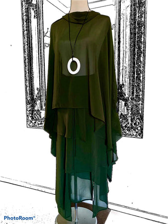 Apron Wrap Skirt - Black-Navy-Emerald Green-Artillery Green S/M-L/XL