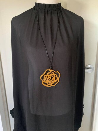 Large Gold Rose Necklace