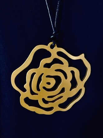 Large Gold Rose Necklace