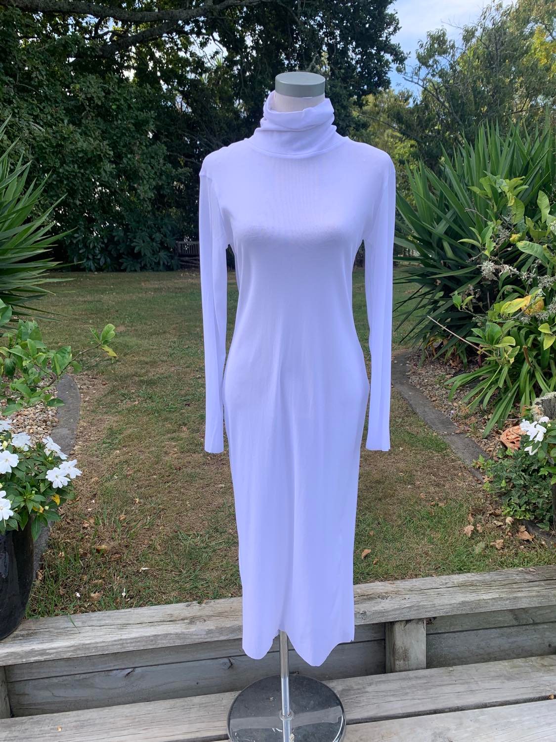 Mesh, High Neck, Layering Dress - Black, White and Avocado Green- XS/S-M/L-XL/XXL
