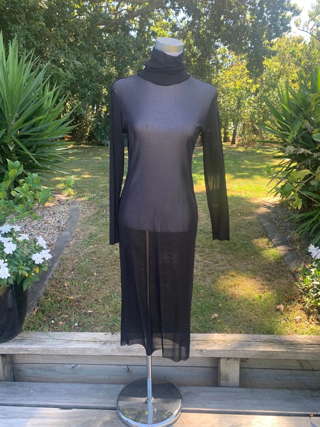 Mesh, High Neck, Layering Dress - Black, White and Avocado Green- XS/S-M/L-XL/XXL