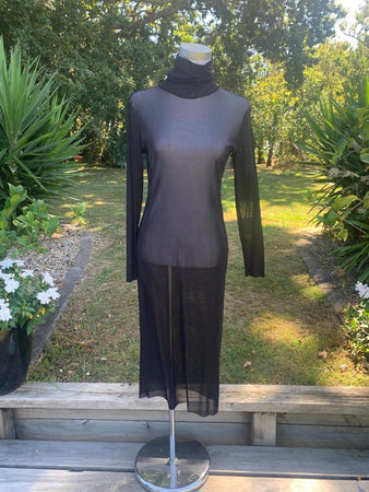 Mesh, High Neck, Layering Dress - Black, White and Avocado Green- XS/S-M/L-XL/XXL