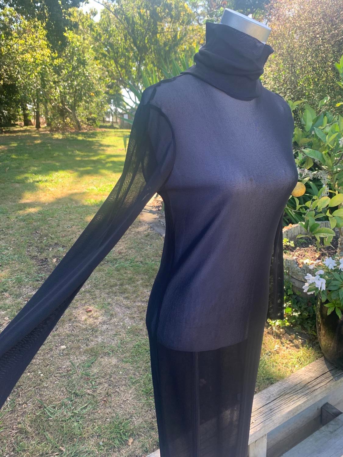 Mesh, High Neck, Layering Dress - Black, White and Avocado Green- XS/S-M/L-XL/XXL