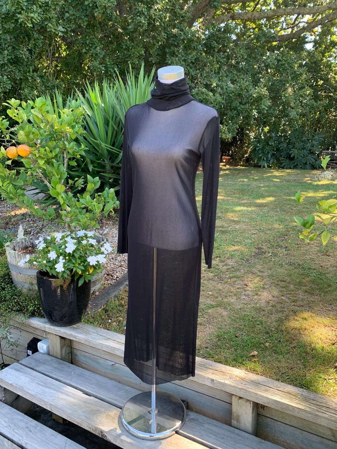 Mesh, High Neck, Layering Dress - Black, White and Avocado Green- XS/S-M/L-XL/XXL