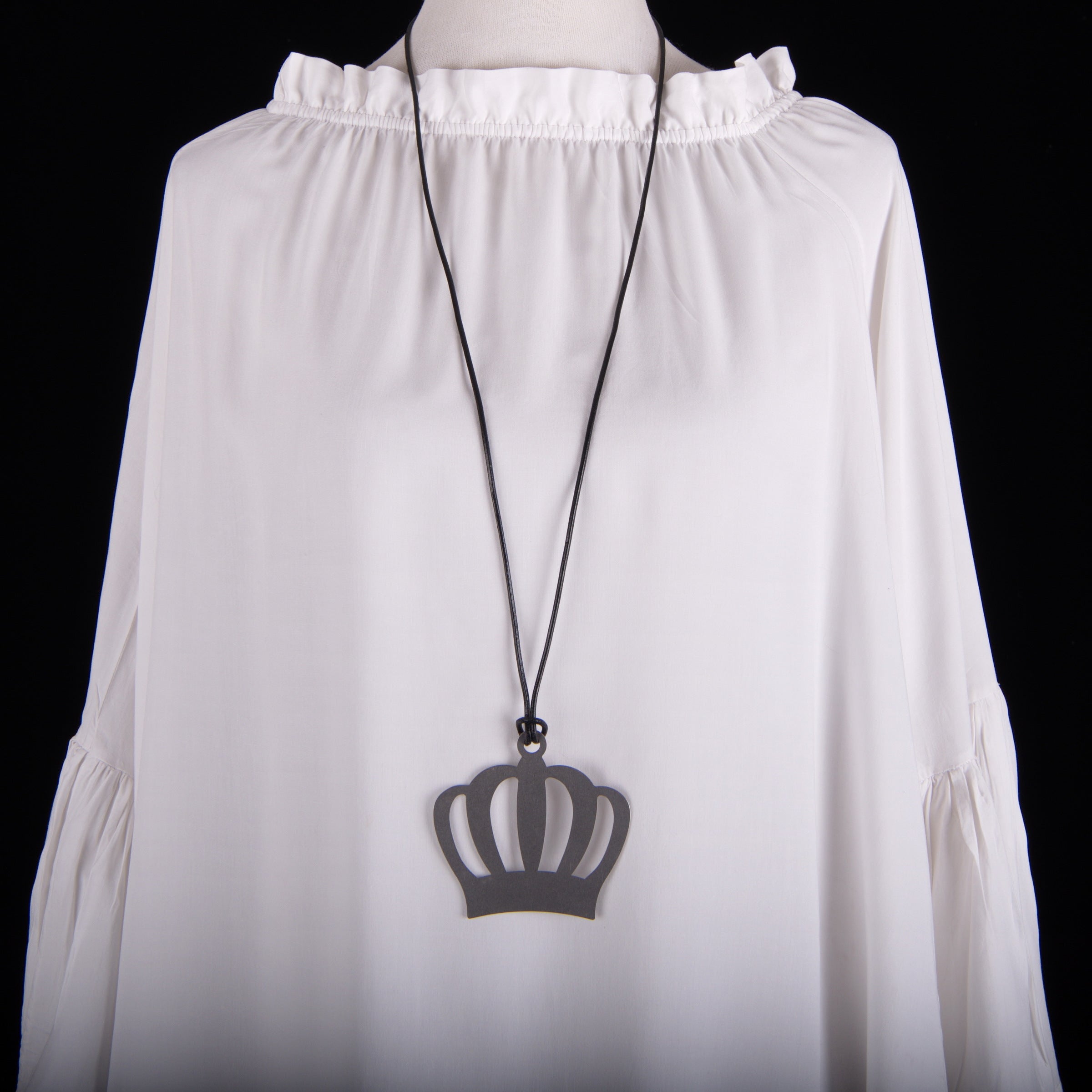 Silver Stainless Steel Crown Necklace