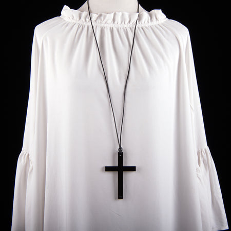Small Black Cross Necklace