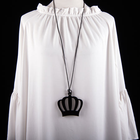 Large Black Crown Necklace