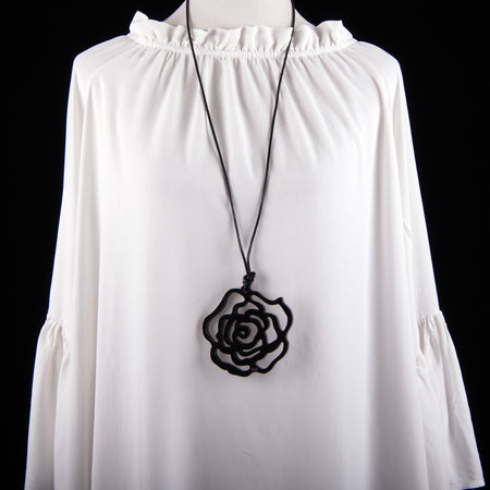 Large Black Rose Neckklace