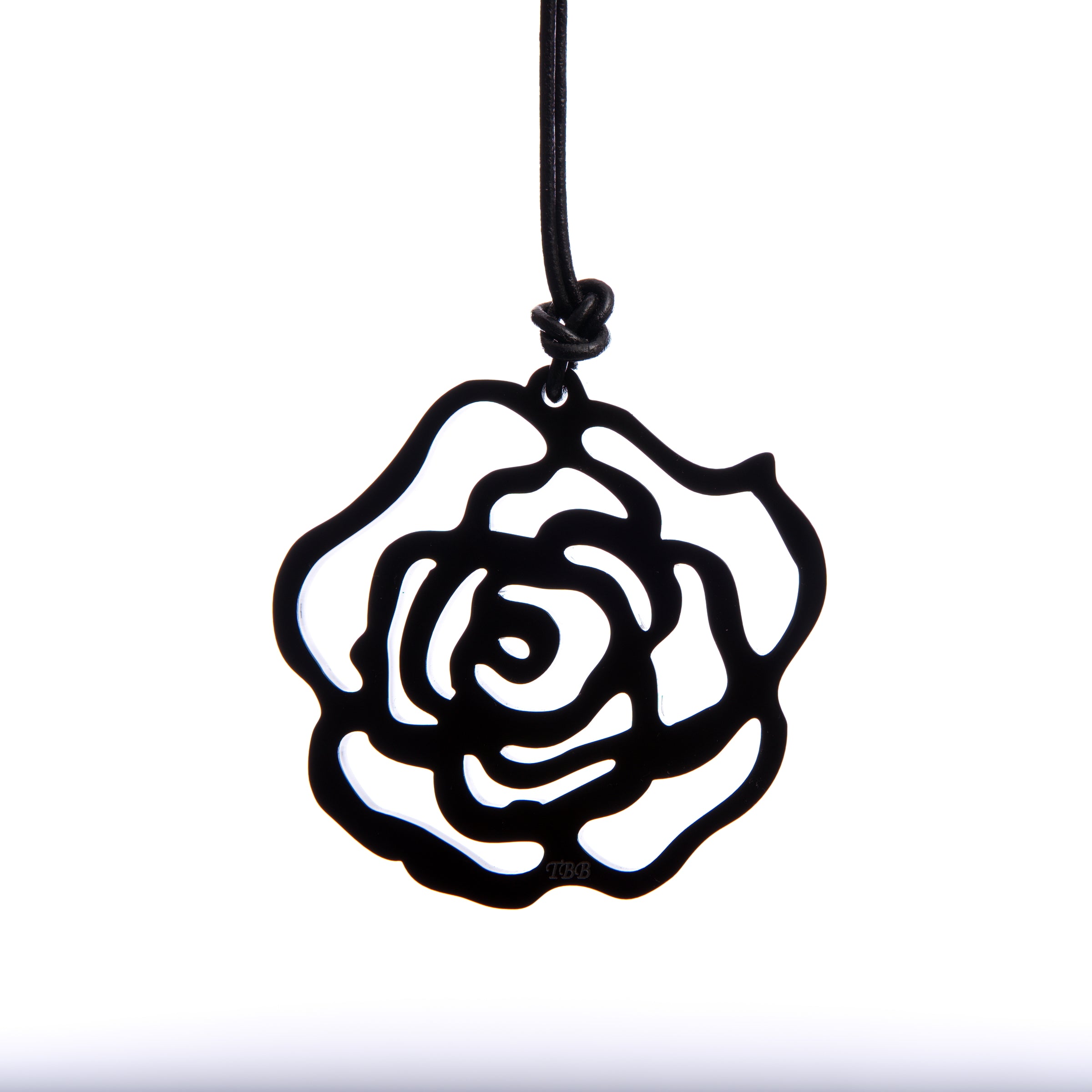 Large Black Rose Neckklace