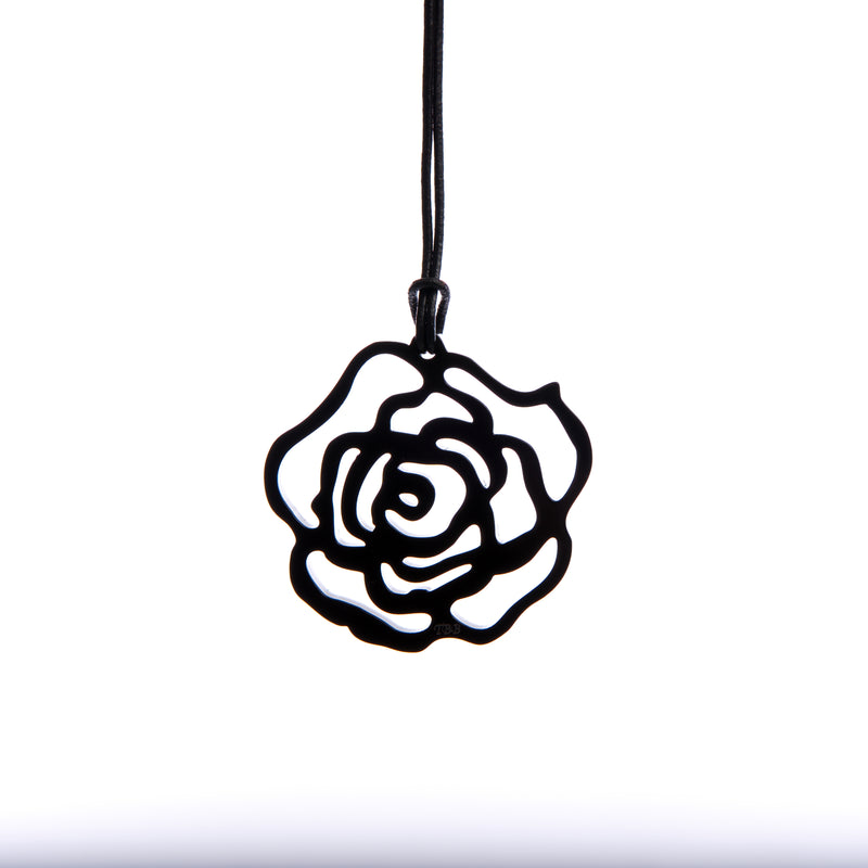 Small Black Rose Necklace