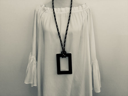 Large Black & White Rectangle Necklace