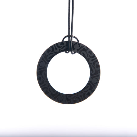 Large Black Etched Circle Necklace