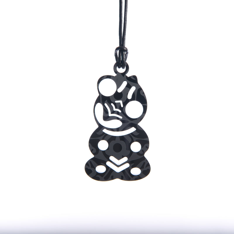 Large Black Etched Tiki Necklace