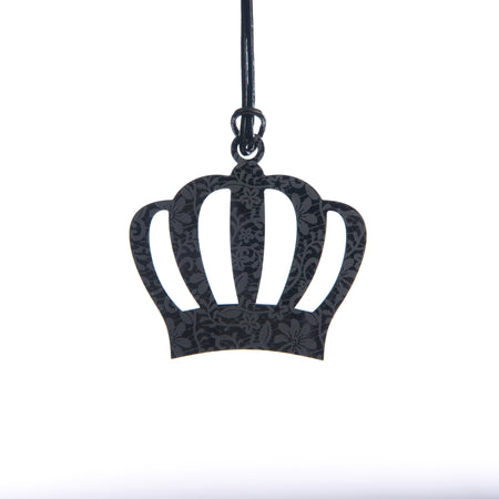 Large Black Lace Etched Crown Necklace