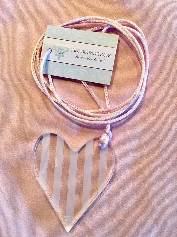Breast Cancer Clear Striped Solid Small Heart "Dawn"