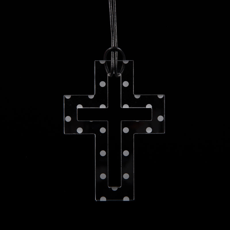 Large Clear Polka Dot Cross Necklace