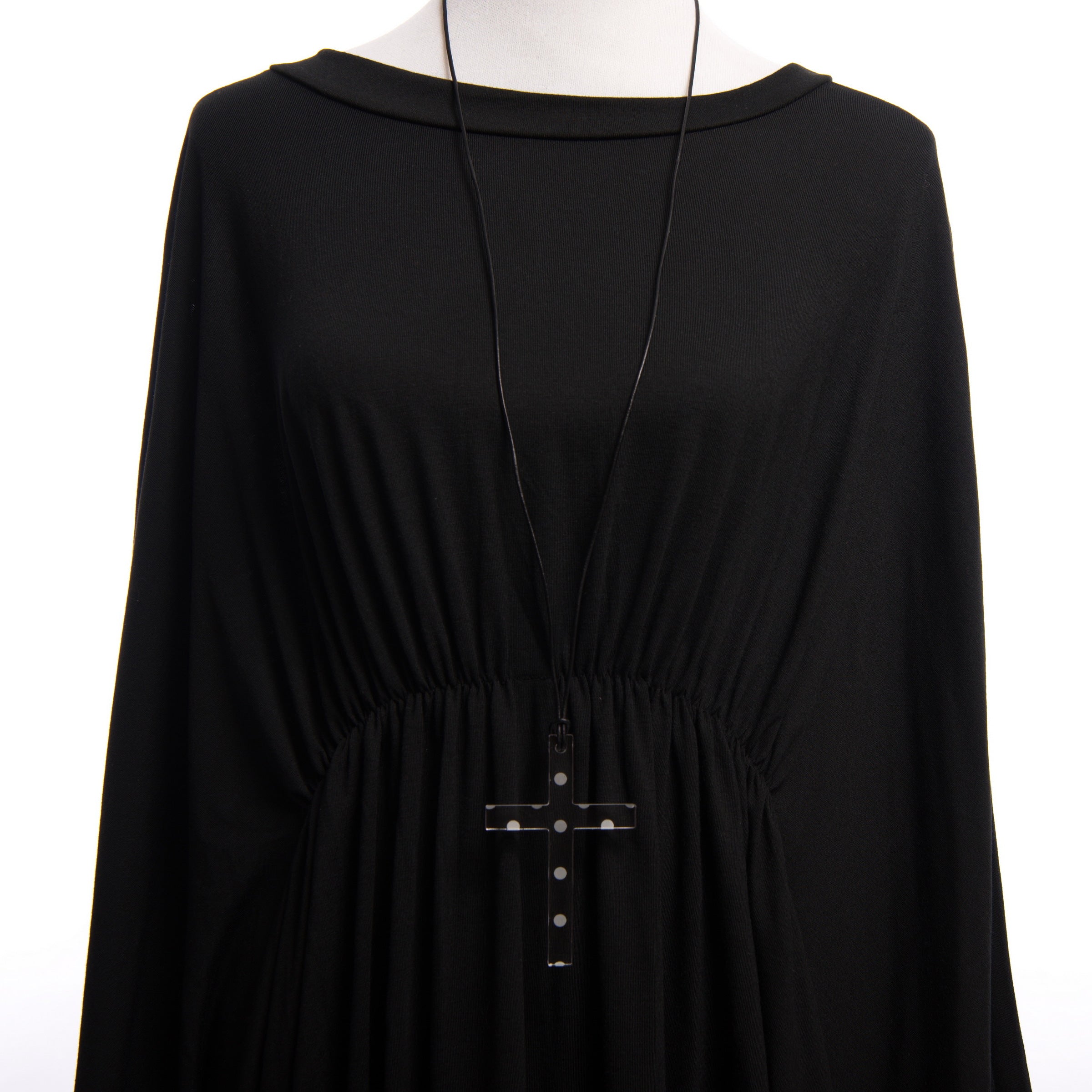 Small Clear Polka Dot Cross Necklace
