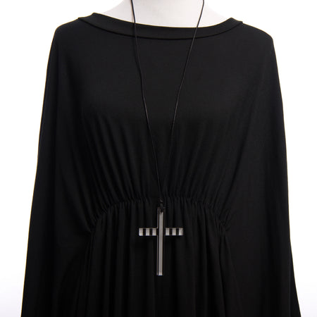 Small Clear Striped Cross Necklace