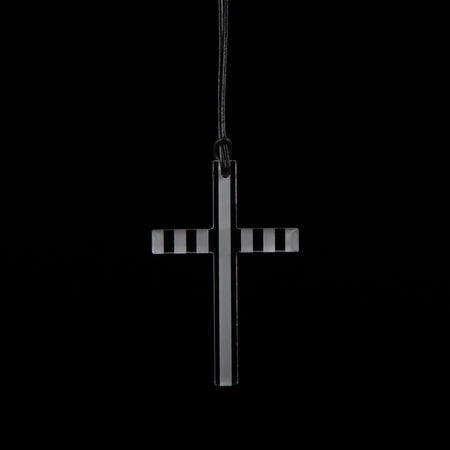 Small Clear Striped Cross Necklace