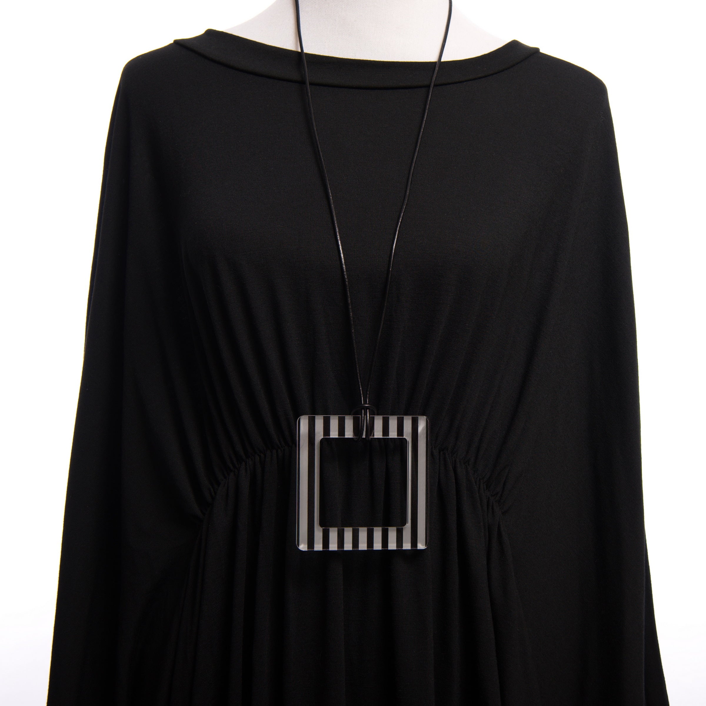 Large Clear Striped Square Necklace