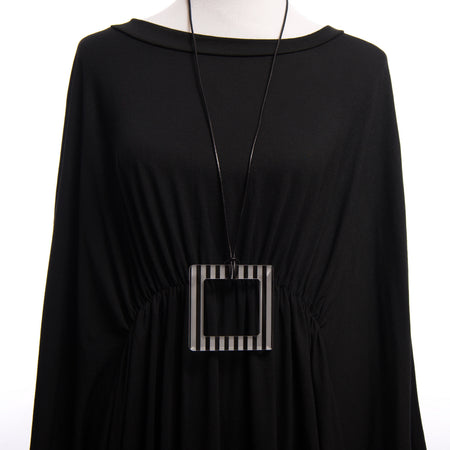 Large Clear Striped Square Necklace