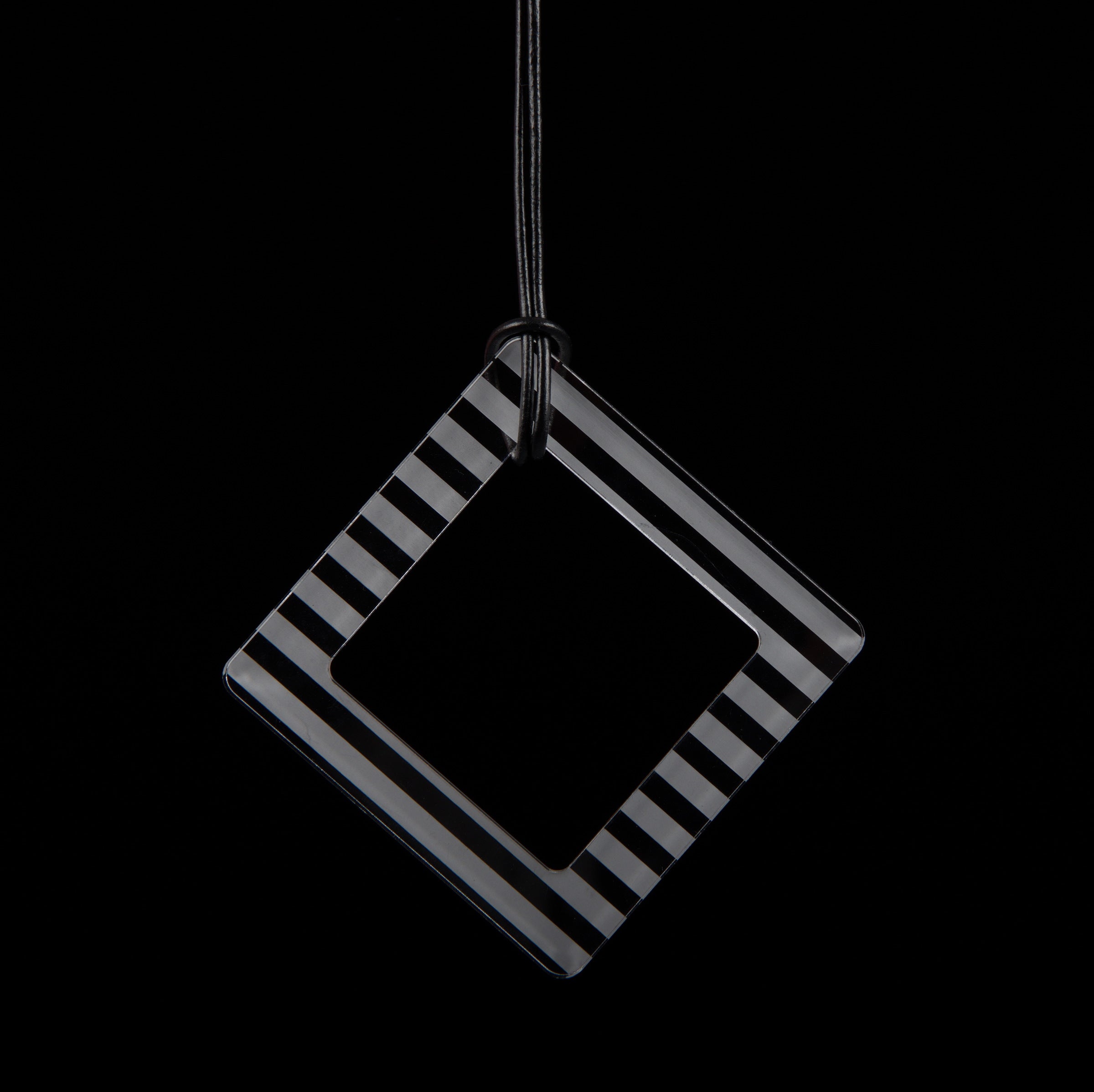 Large Clear Striped Square Necklace