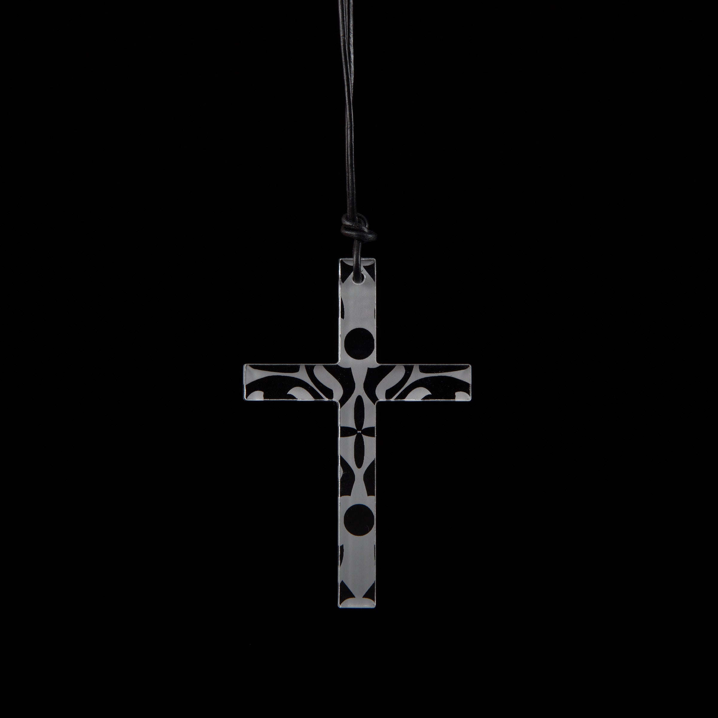 Small Clear Etched Cross Necklace