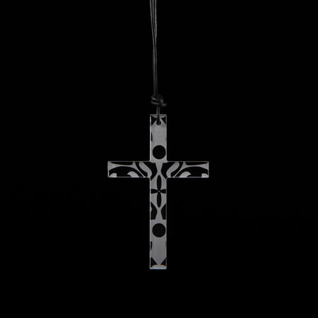 Small Clear Etched Cross Necklace