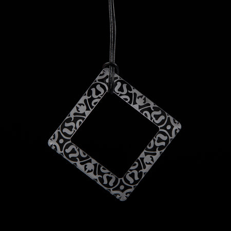Large Clear Etched Square Necklace
