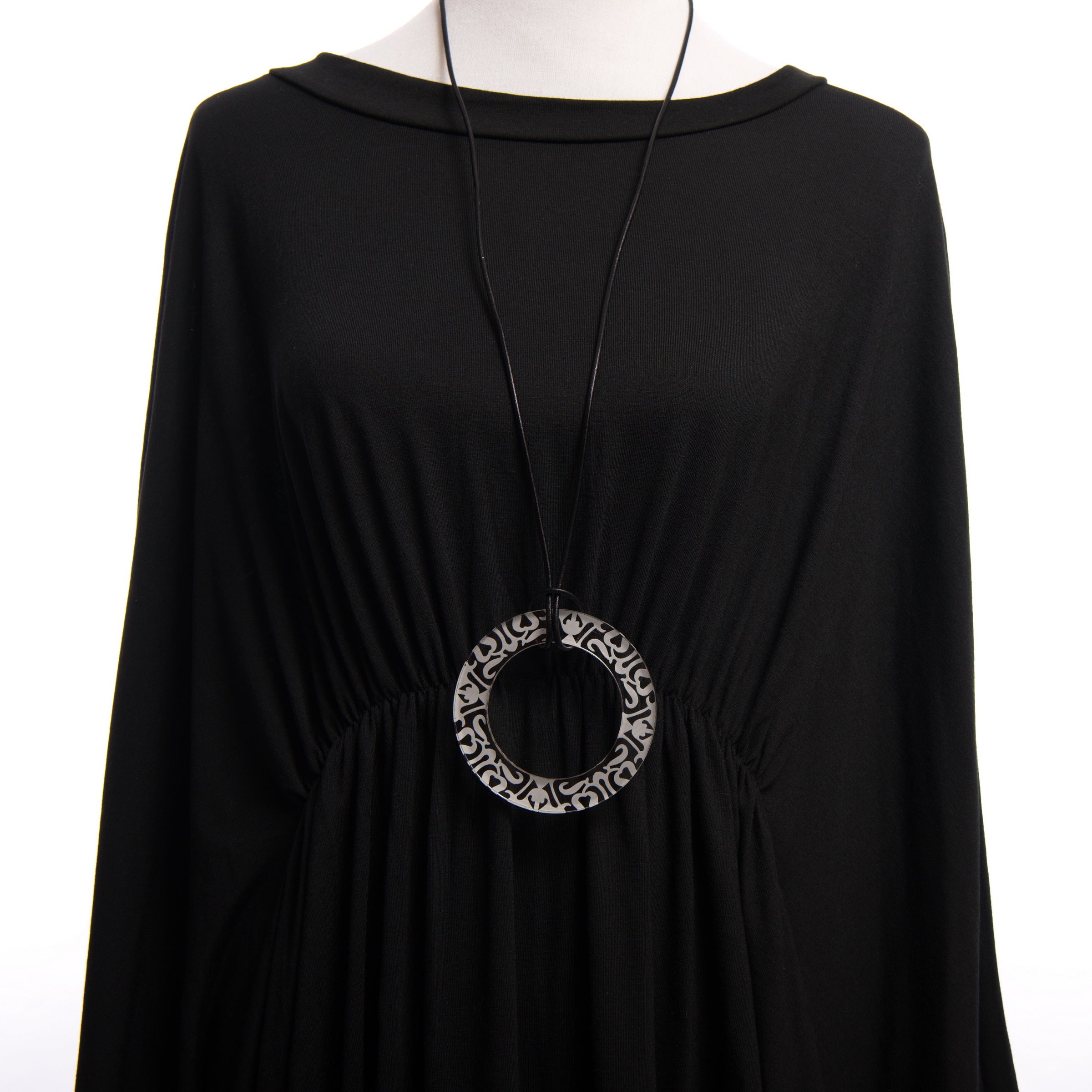 Large Clear Etched Circle Necklace