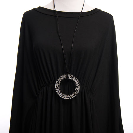 Large Clear Etched Circle Necklace