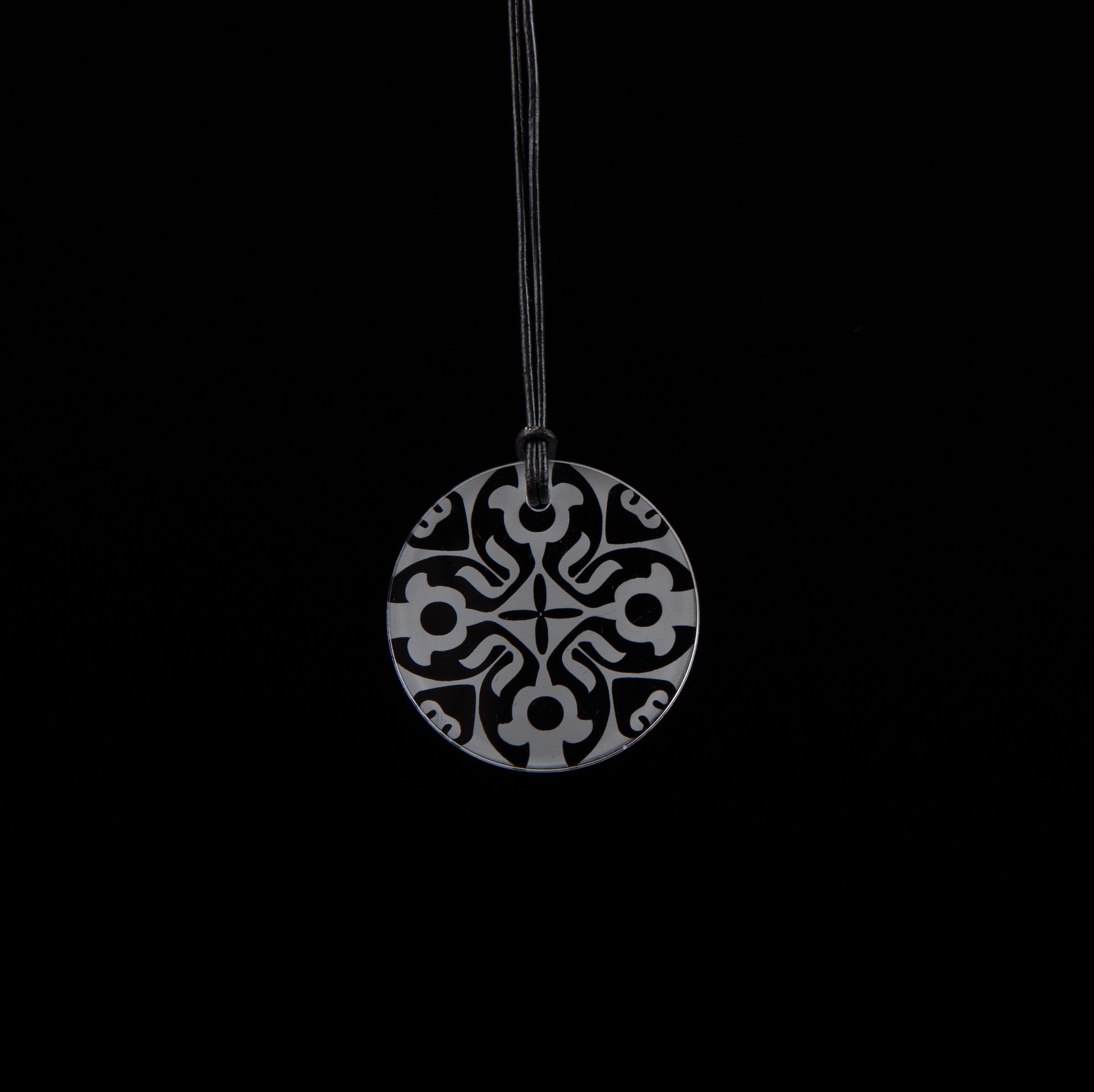 Small Clear Etched Circle Necklace