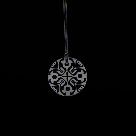 Small Clear Etched Circle Necklace