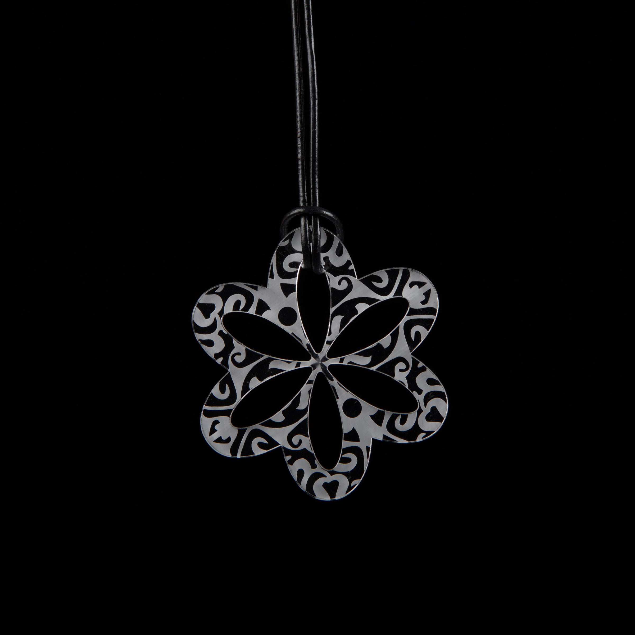 Large Clear Etched Daisy Necklace