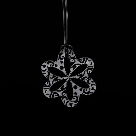 Large Clear Etched Daisy Necklace