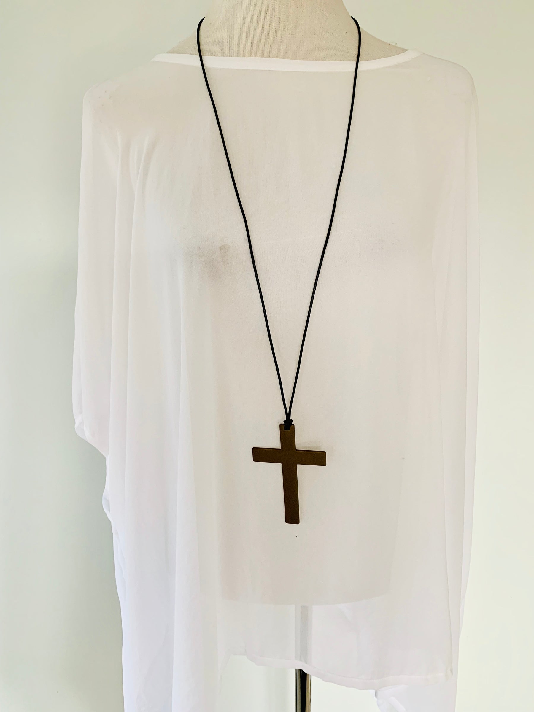 Small Bronze Cross Necklace