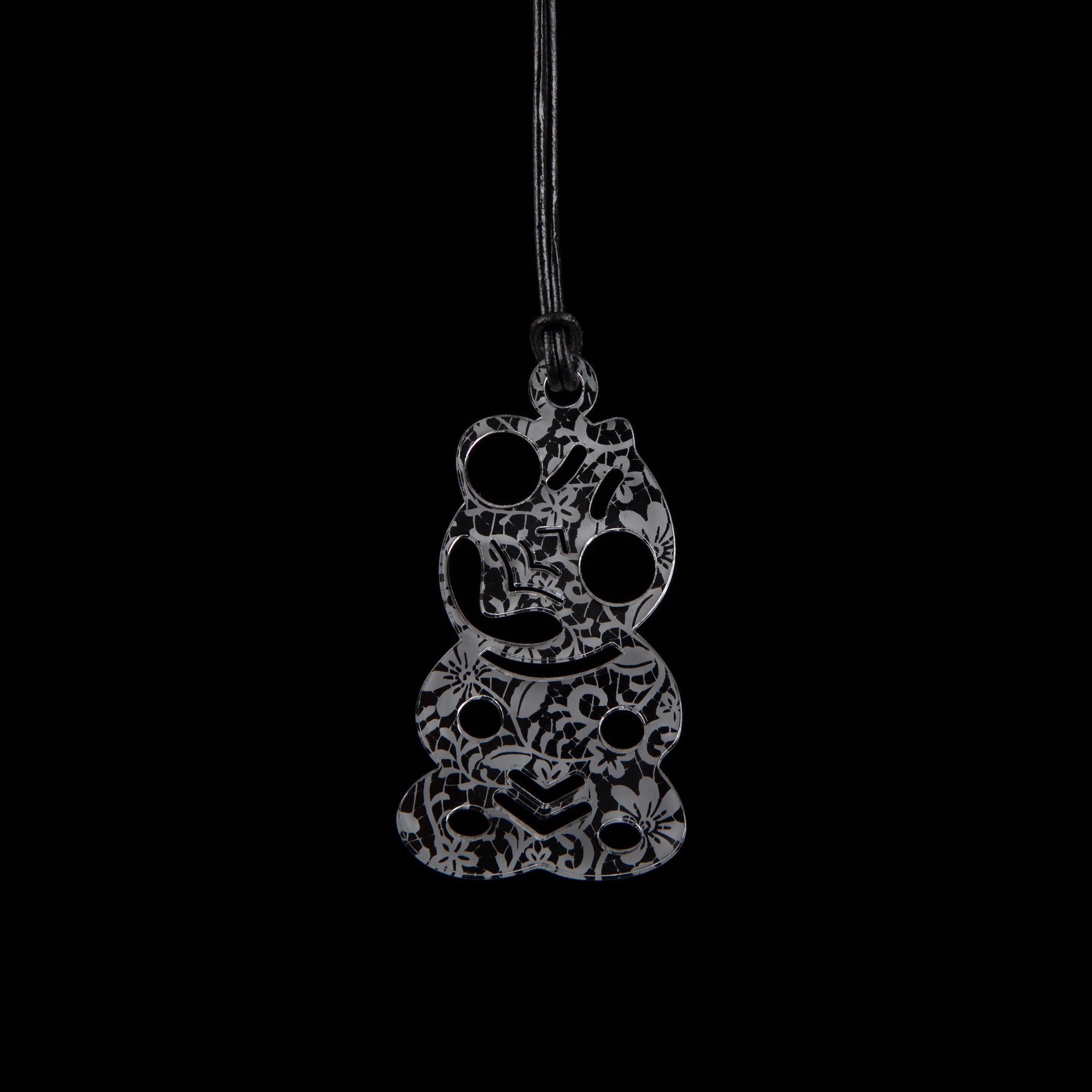 Large Clear Lace Etched Tiki