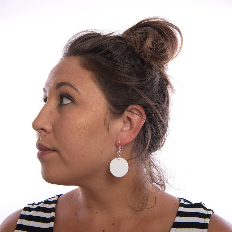 White Solid Circle Earrings
