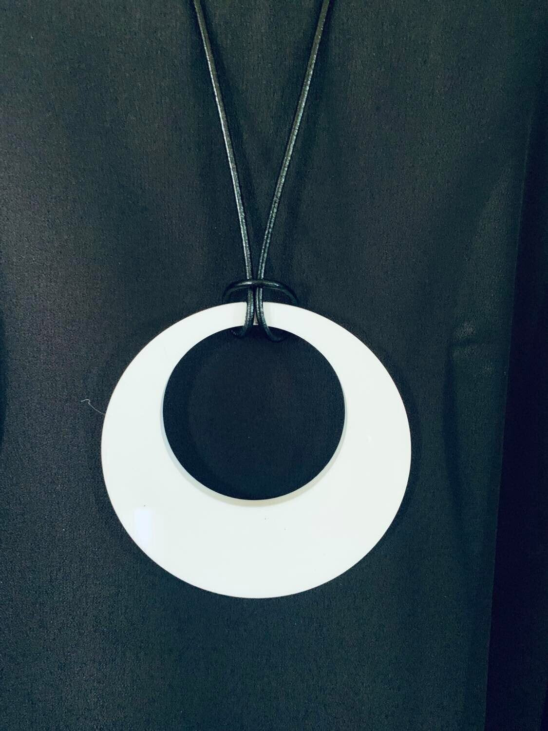 Large White Retro Circle Necklace