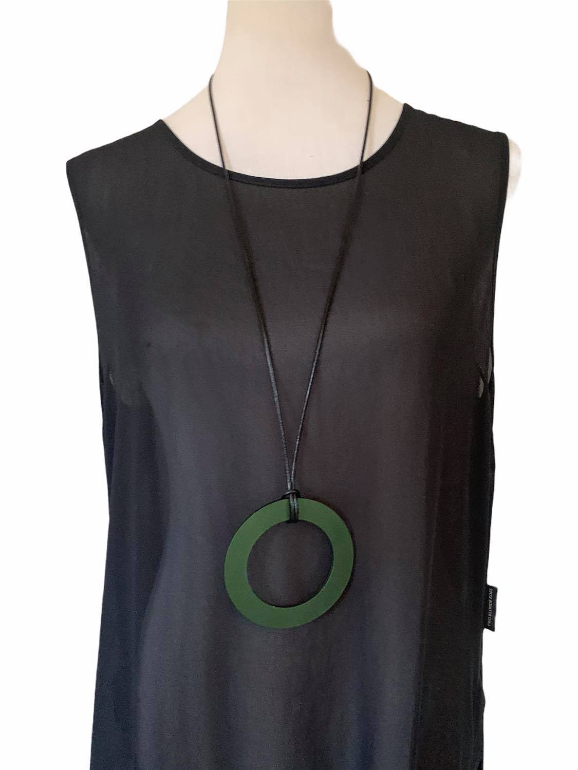 Large Dark Green Circle Necklace