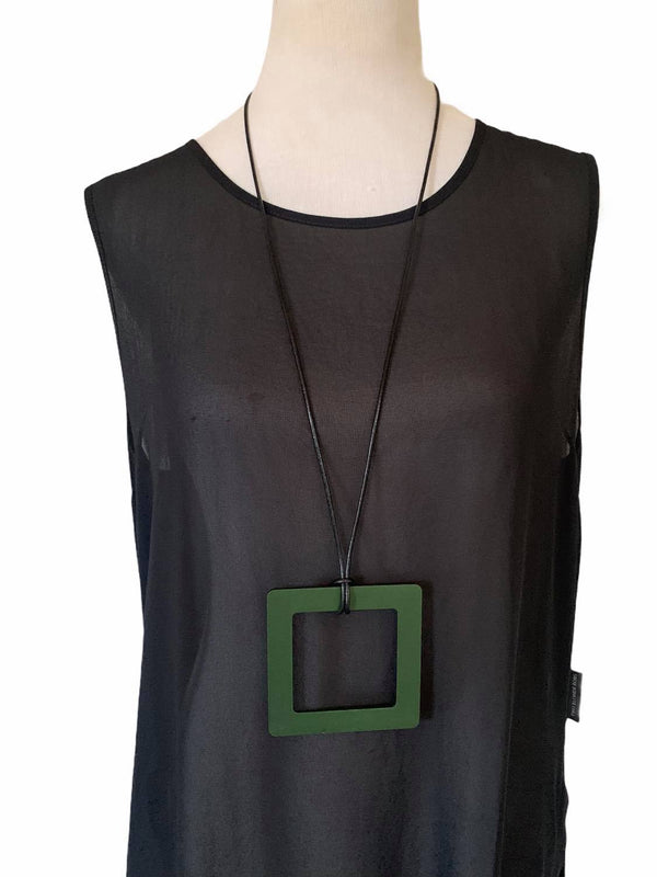 Large Dark Green Square Necklace